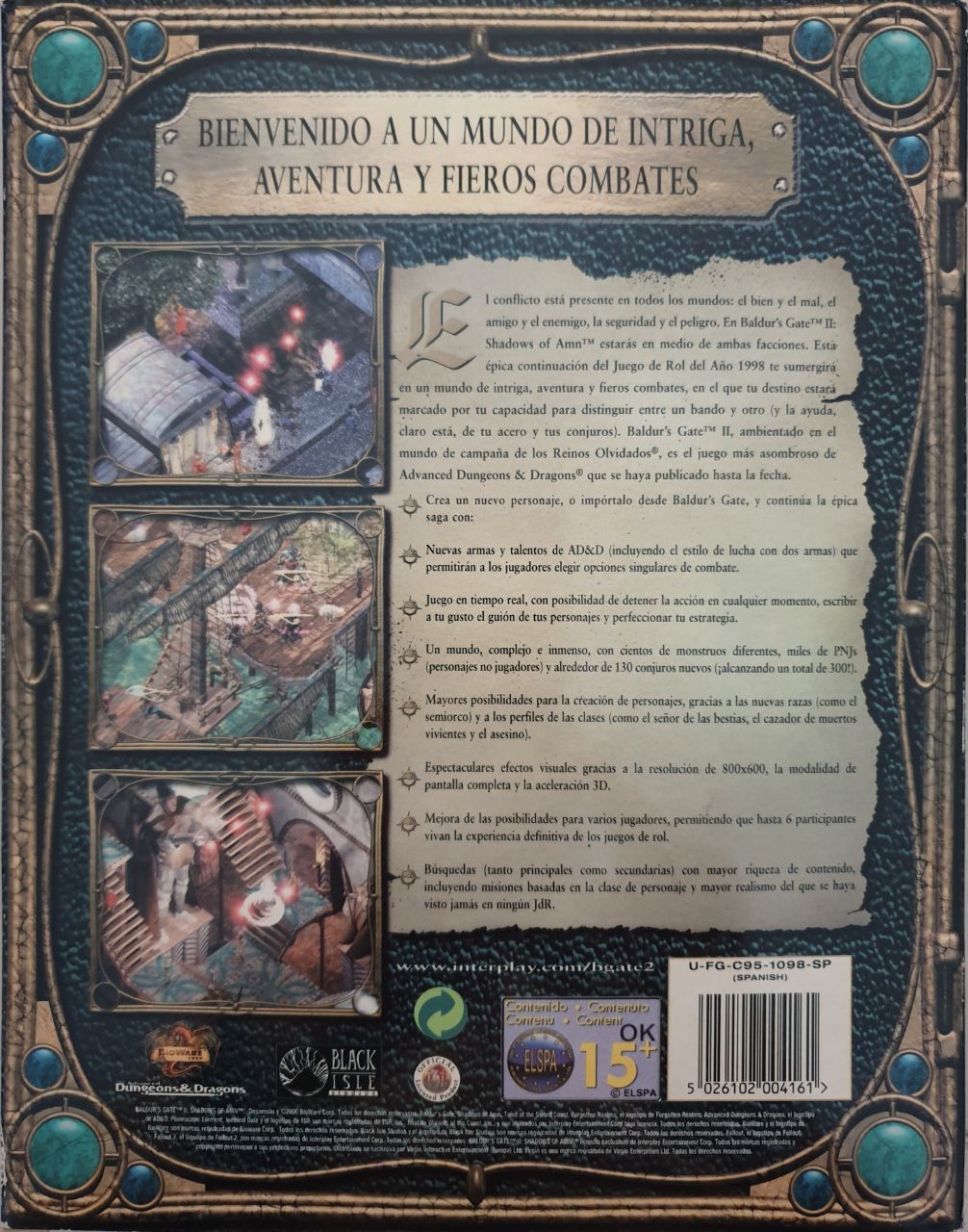 Baldur's Gate II back cover