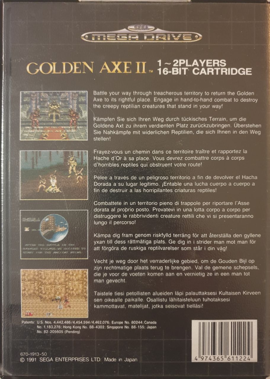 Golden Axe II back cover