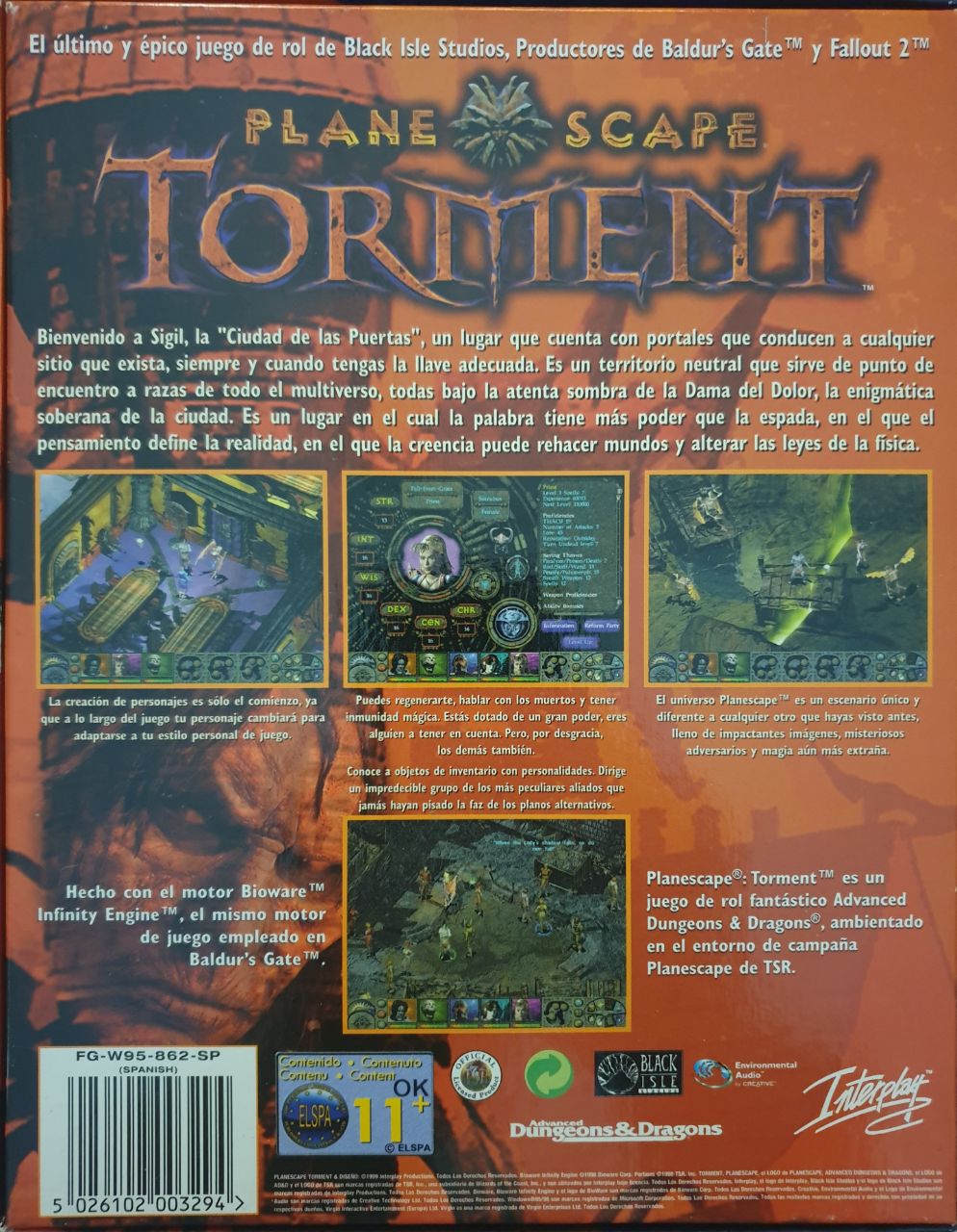 Planescape: Torment back cover