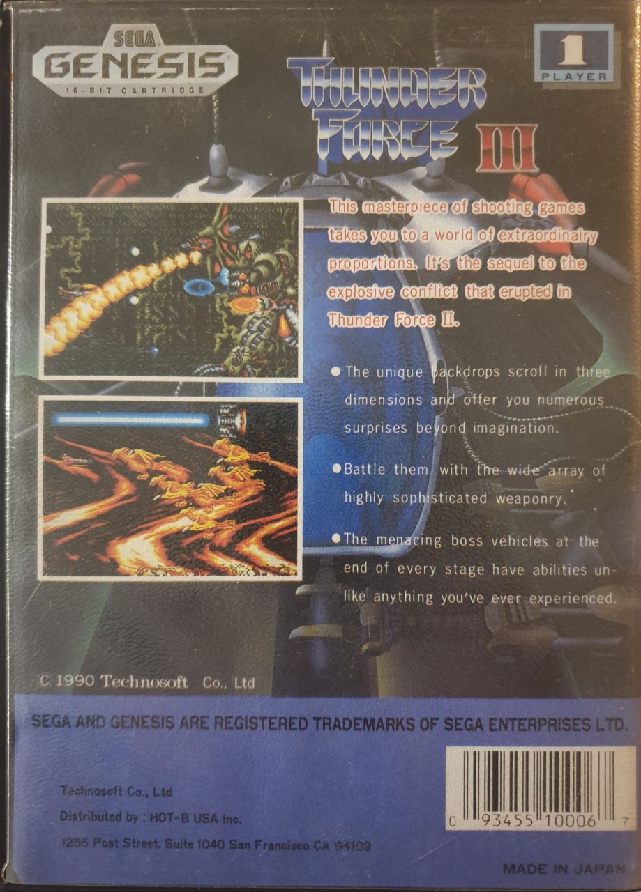 Thunder Force III back cover